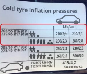 2018 model Golf 7 225/45 r17 lastik basıncı