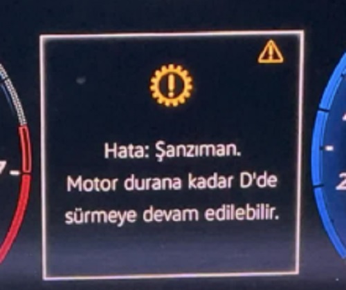 Hata şanzıman motor durana kadar D’de sürmeye devam edilebilir